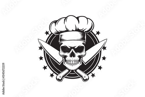 Skull Chef Maste Silhouette Vector