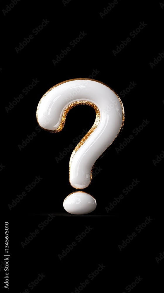 Naklejka premium Stylish, artistic question mark with a gold outline on a dark background.