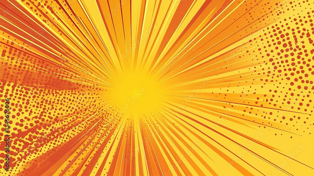 Obraz premium A comic book style burst of radiating vibrant orange and yellow