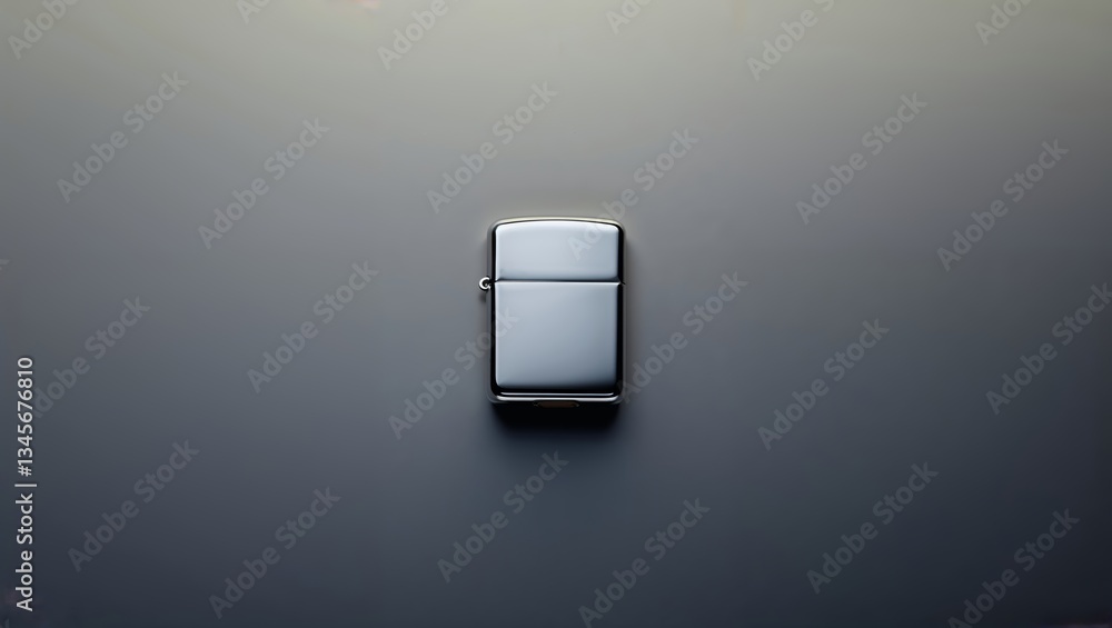 Classic metal lighter placed on a smooth surface showcasing its sleek design and craftsmanship from the top view at a neutral angle Classic metal lighter placed on a smooth surface showcasing its sleek design and craftsmanship from the top view at a neutral angle