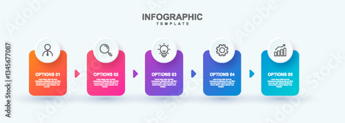 Professional Business Infographic with Five Options & Icons
