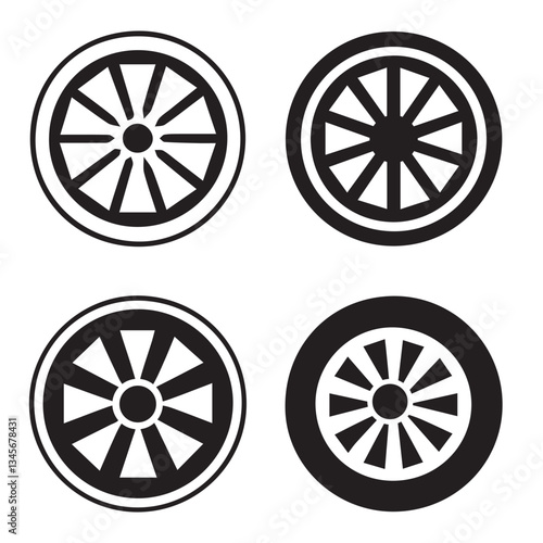 Collection of Black and White Car Wheel Designs