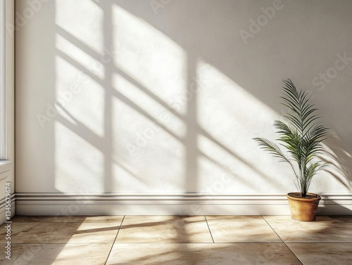 Wallpaper Mural Minimalist Room Sunlight Shadow Plant Interior Design Torontodigital.ca