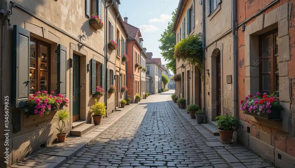 Obraz premium European Village Cobblestone Alley