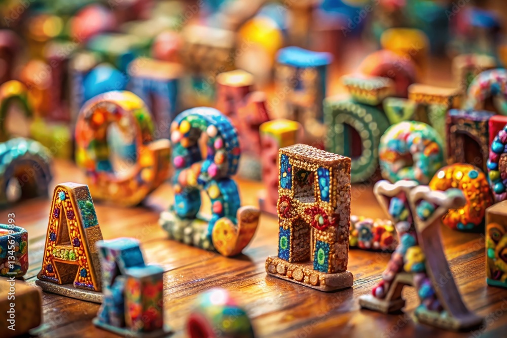 Fototapeta premium Miniature Alphabet Letters, Tilt-Shift Photography, Creative Typography