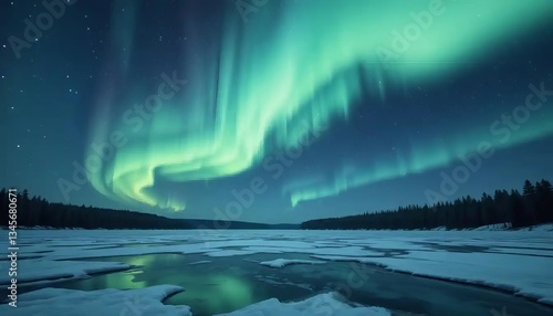 Wallpaper Mural Frozen Lake Under Aurora Borealis Torontodigital.ca