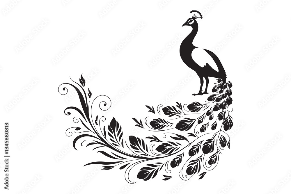 Fototapeta premium Peacock Silhouette Vector