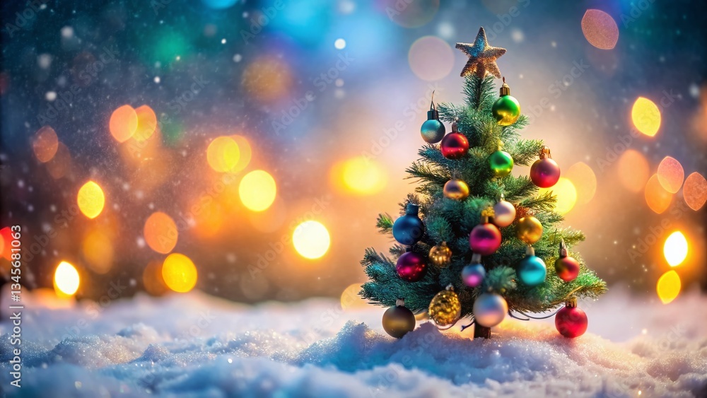 Miniature Christmas Tree, Festive Holiday Scene, Tilt-Shift Photography, Winter Wonderland Miniature Christmas Tree, Festive Holiday Scene, Tilt-Shift Photography, Winter Wonderland