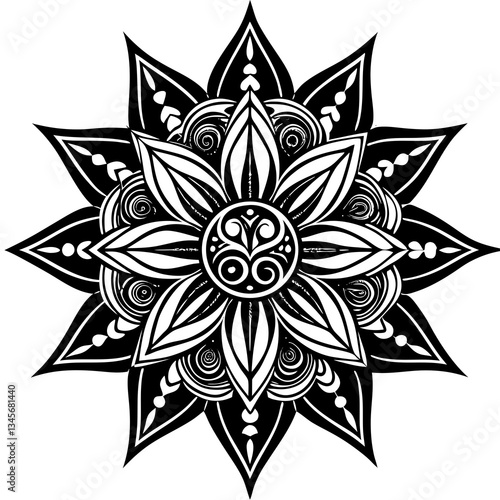 black and white abstract flower