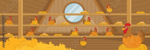 Cute and nice design of Farm fresh eggs and interior objects vector design