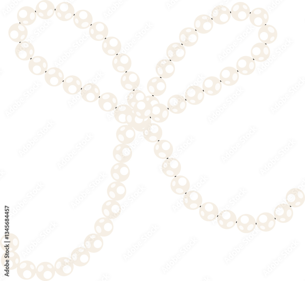 Obraz premium Coquette bow pearl bead chain decorative illustration
