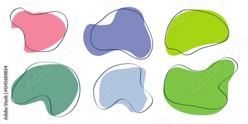 Modern liquid irregular blob shape abstract element with line. Random blotch, organic blob shape, stone silhouette, Ink stain. flat style design fluid vector illustration