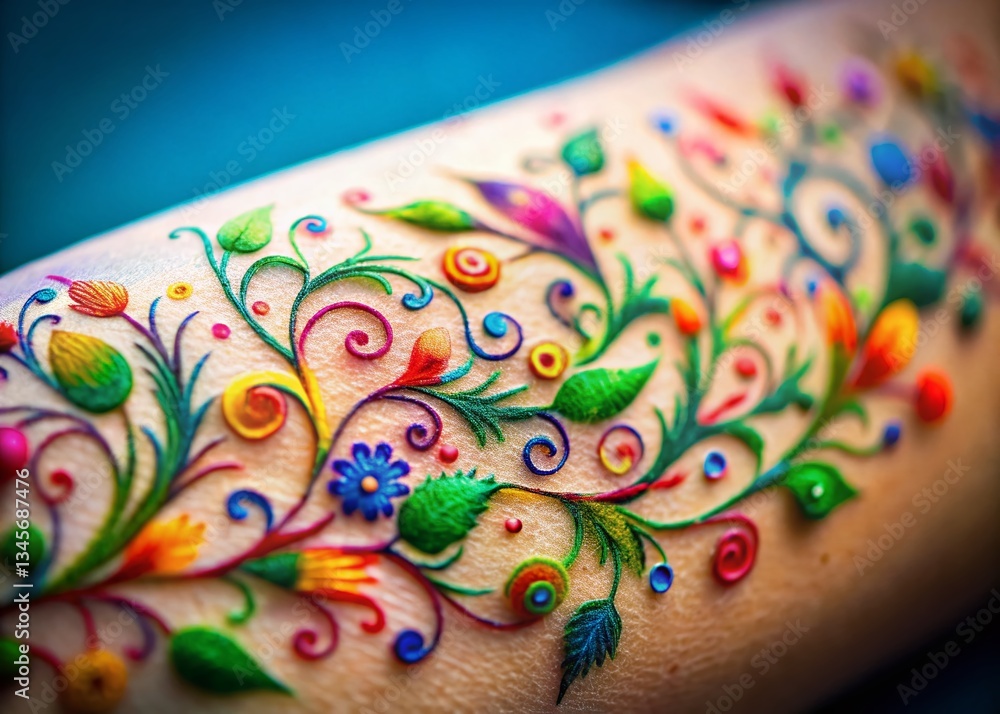 Fototapeta premium Miniature Vine Swirl Tattoo Designs: Tilt-Shift Photography