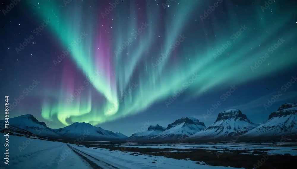 Naklejka premium Icelandic Northern Lights Display