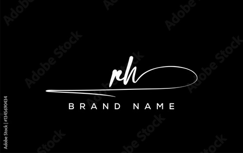 RH letter beauty handwriting vector logo.