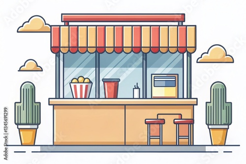Wallpaper Mural Minimalist Concession Stand Food & Drink Clipart: Simple Line Art Illustration Torontodigital.ca