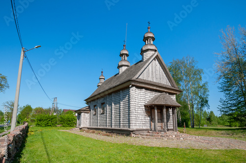 Obraz na płótnie Wooden Greek Catholic Church of the Protection of the Most Holy Mother of God in Godkowo, Warmian-Masurian Voivodeship, Poland
w salonie