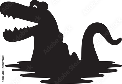 Loch Ness Monster vector silhoutte illustration 