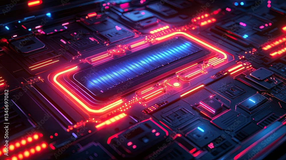 An abstract technology background with luminous synth wave vapor, laser lights, and neon elements. An abstract technology background with luminous synth wave vapor, laser lights, and neon elements.