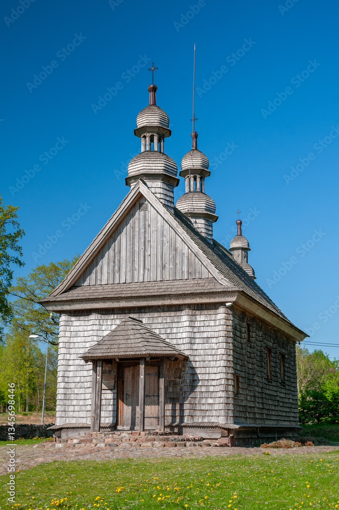Wooden Greek Catholic Church of the Protection of the Most Holy Mother of God in Godkowo, Warmian-Masurian Voivodeship, Poland