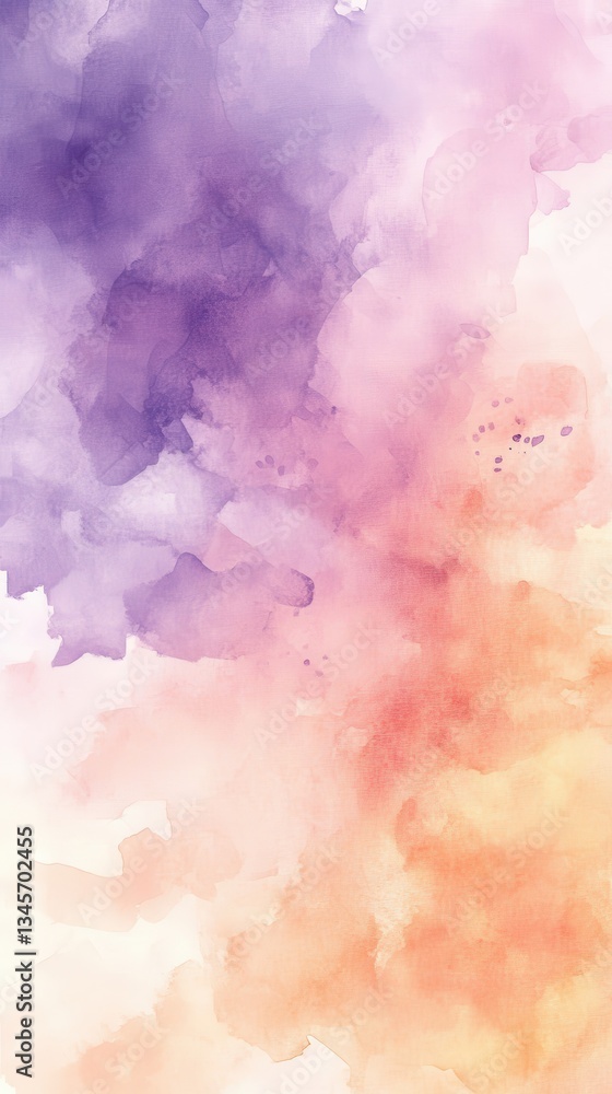 Obraz premium Soft watercolor blend of lavender and peach creates a calming atmosphere in a serene setting