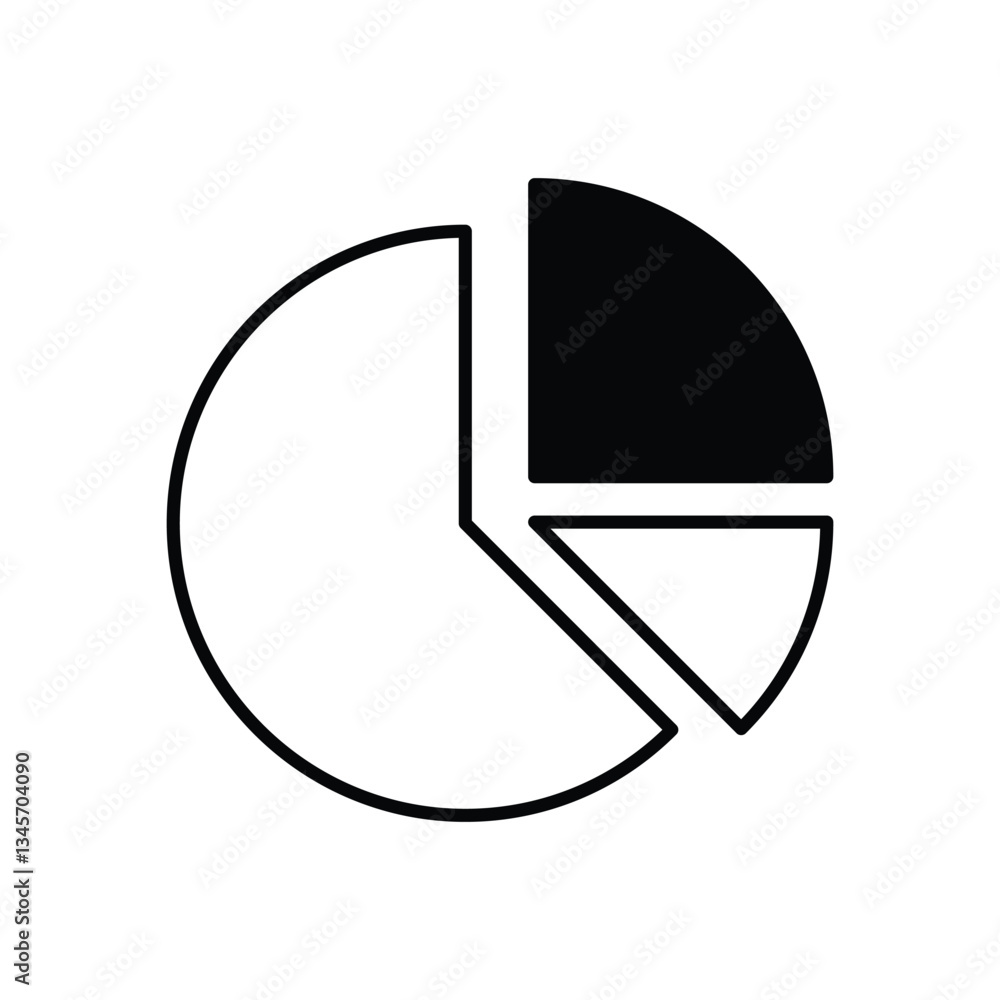 Pie Chart icon isolated on a white background. Vector illustration. Pie Chart icon isolated on a white background. Vector illustration.