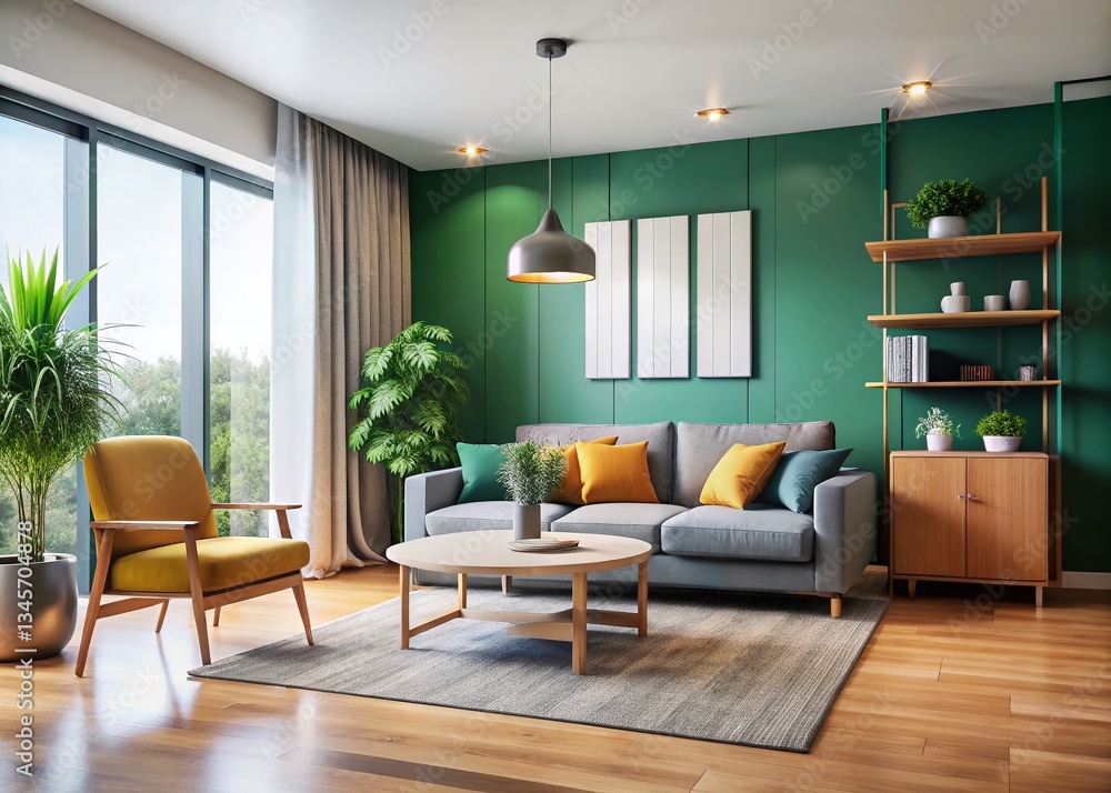 Fototapeta premium Modern Minimalist Studio Apartment Interior Design - Cozy Living Space