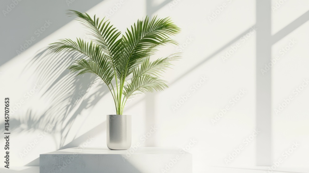Obraz premium Minimalist plant in a modern planter on a pedestal