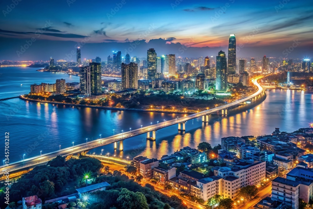 Fototapeta premium Mumbai Skyline Night Viewpoint - Stunning Cityscape Panorama