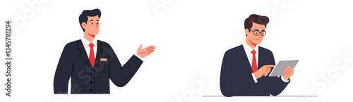 Diverse Professional Businessmen Vector Illustration Pack with Inclusive Characters on a Plain White Background