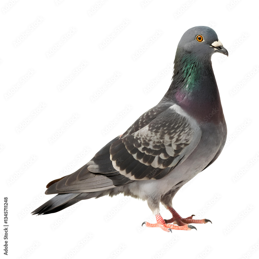 Fototapeta premium beautiful pigeon with vibrant feathers stands gracefully against transparency background