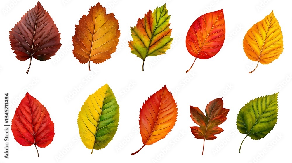 Obraz premium Autumn Leaves Collection: A Vibrant Display of Fall Foliage
