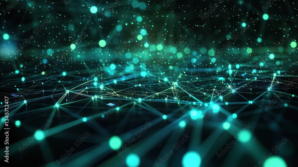 Futuristic network connections in a digital space with glowing particles Futuristic network connections in a digital space with glowing particles