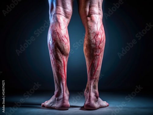 Night Photography: Early Peripheral Artery Disease Leg Symptoms - Stock Photo