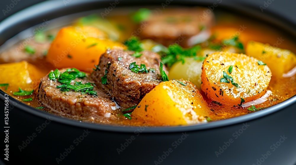 Delicious Hearty Beef Stew with Vegetables and Fresh Herbs Served Warm Delicious Hearty Beef Stew with Vegetables and Fresh Herbs Served Warm
