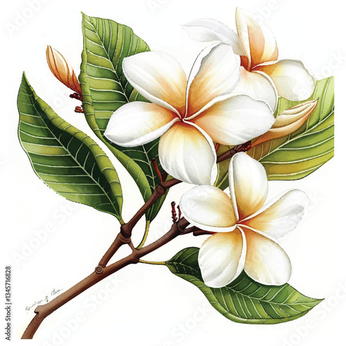 Watercolor Frangipani white background
