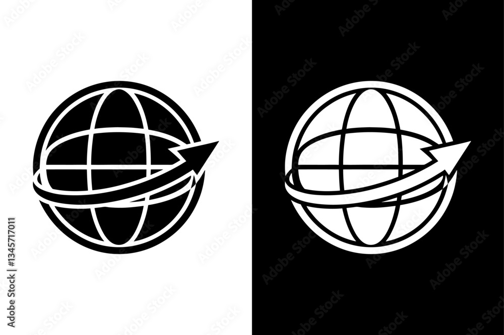 Fototapeta premium High-Contrast Globe Icon Perfect for Logistics & Travel.