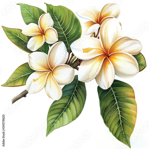 Watercolor Frangipani white background