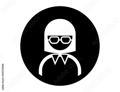 Free Download メガネをかけた人の丸いシンプルなモノクロ白抜きイラスト - GFXLoad