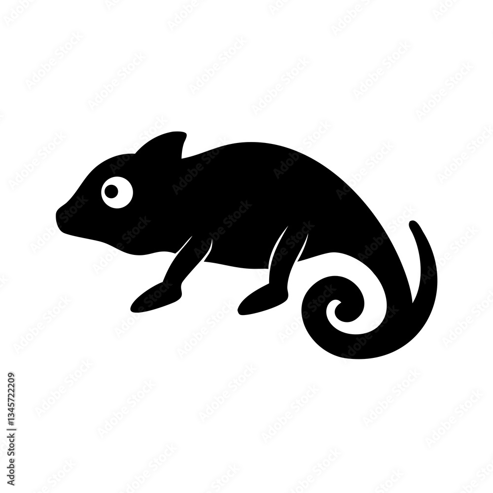 Fototapeta premium vector illustration of black chameleon icon in white backgrourd