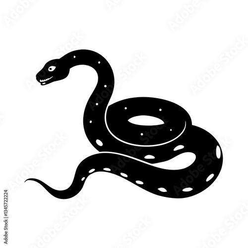 vector illustration of black anaconda icon in white backgrourd