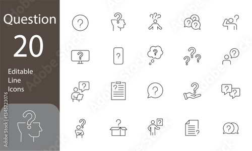 Question icons set, Question Editable Icons set. problem, ask, confusion, and more. Pictograms and infographics for mobile apps. Vector illustration