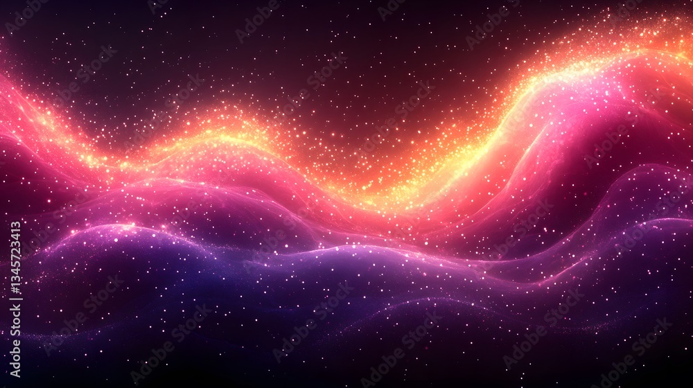 Obraz premium Elegant Flowing Pink Sparkle Wave Abstract on a Dark Background in modern abstract, creative, and decorative projects.