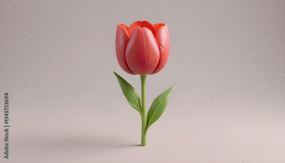 3D red tulip on a dark background