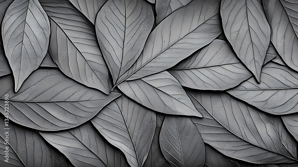Monochromatic Digital Painting: Overlapping Leaves Texture AI Generated Monochromatic Digital Painting: Overlapping Leaves Texture AI Generated