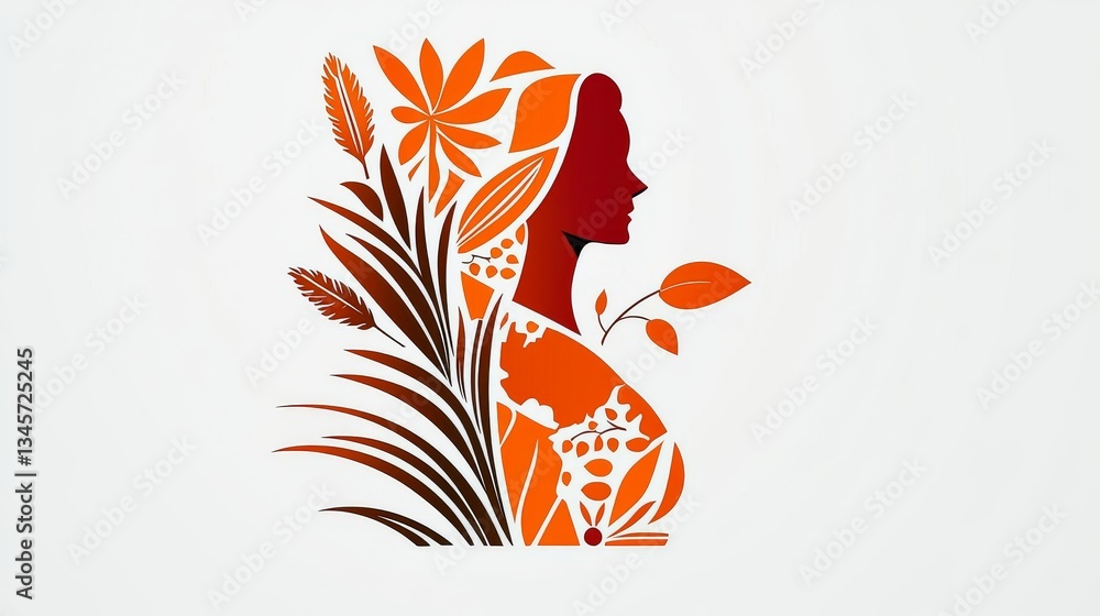 Obraz premium Creative female silhouette art nature-inspired design graphic illustration modern environment