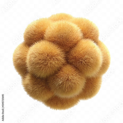 abstract 3d rendering soft fluffy fur ball in different colour style isolated on white background 