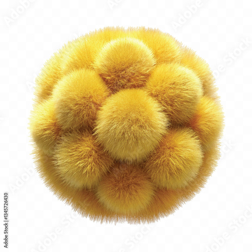 abstract 3d rendering soft fluffy fur ball in different colour style isolated on white background 