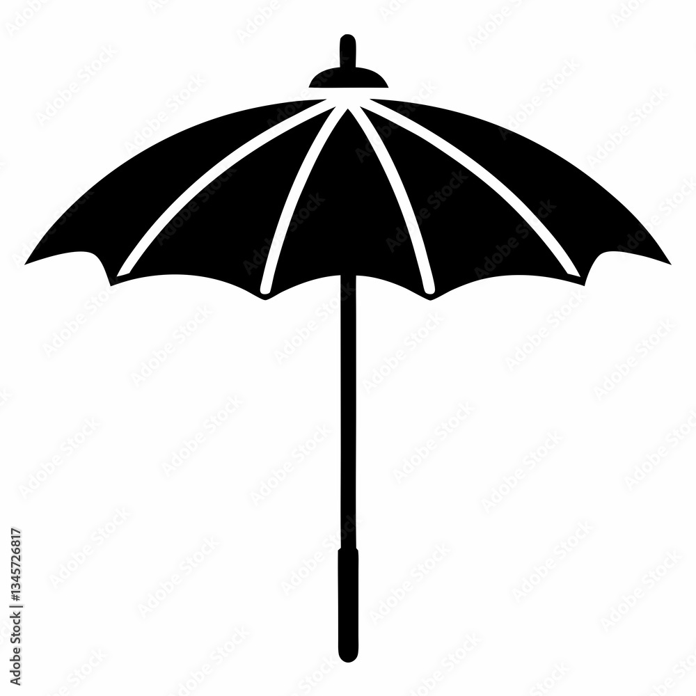 Simple Parasol Vector Design in Black on White Simple Parasol Vector Design in Black on White