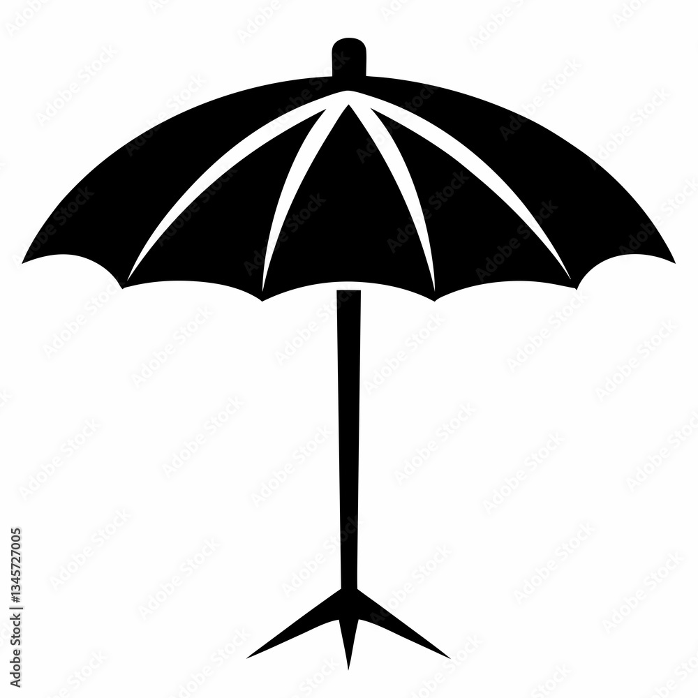 Simple Parasol Vector Design in Black on White Simple Parasol Vector Design in Black on White